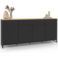 Grand buffet 180 cm bois noir avec quatre portes et tiroir supplementaire pour salle a manger