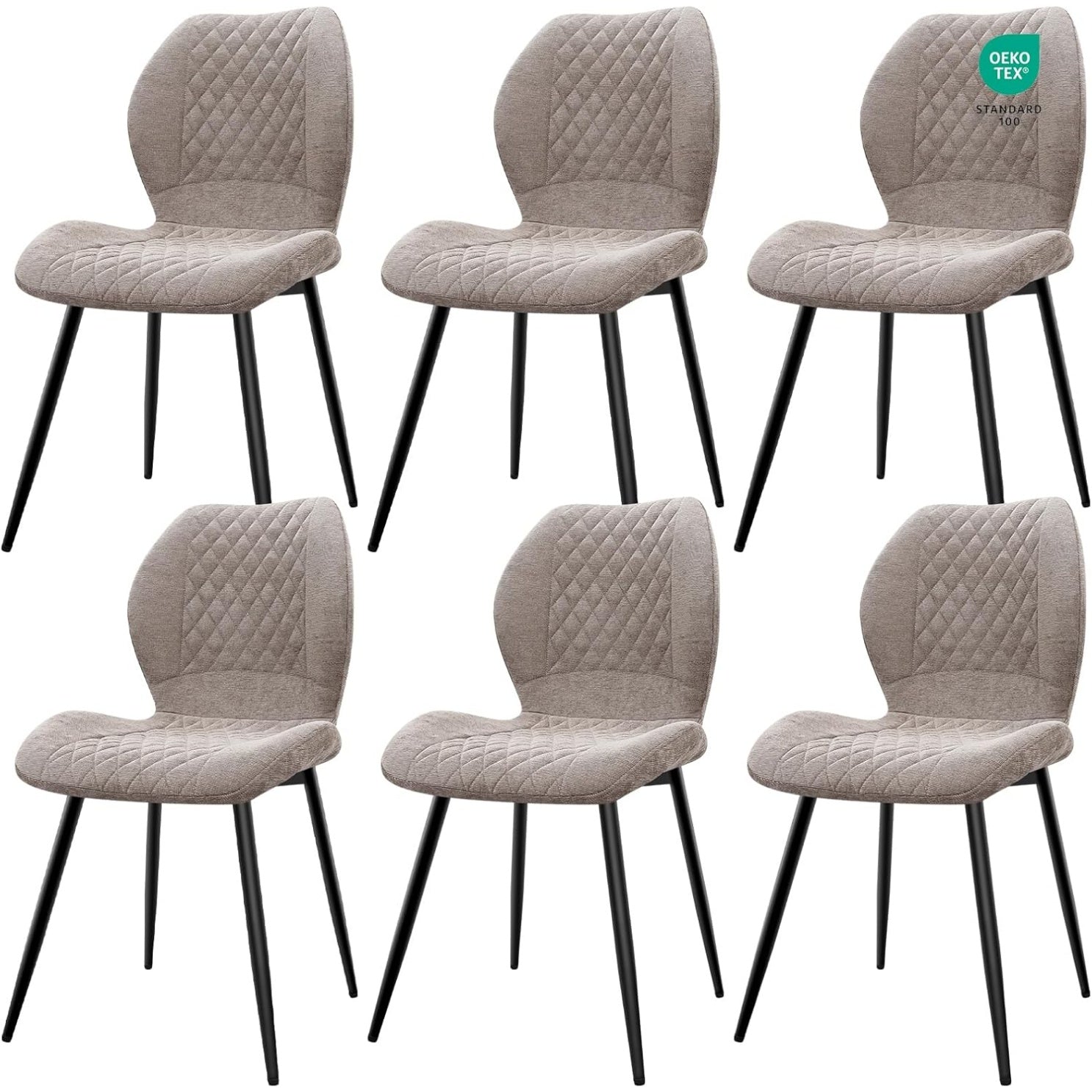 Ensemble de six chaises de cuisine et salle a manger avec dossier confortable, design pratique pour interieur