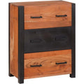 Buffet en bois d acacia massif marron 55 x 30 x 75 cm avec tiroir et rangement polyvalent pour sejour ou espace repas