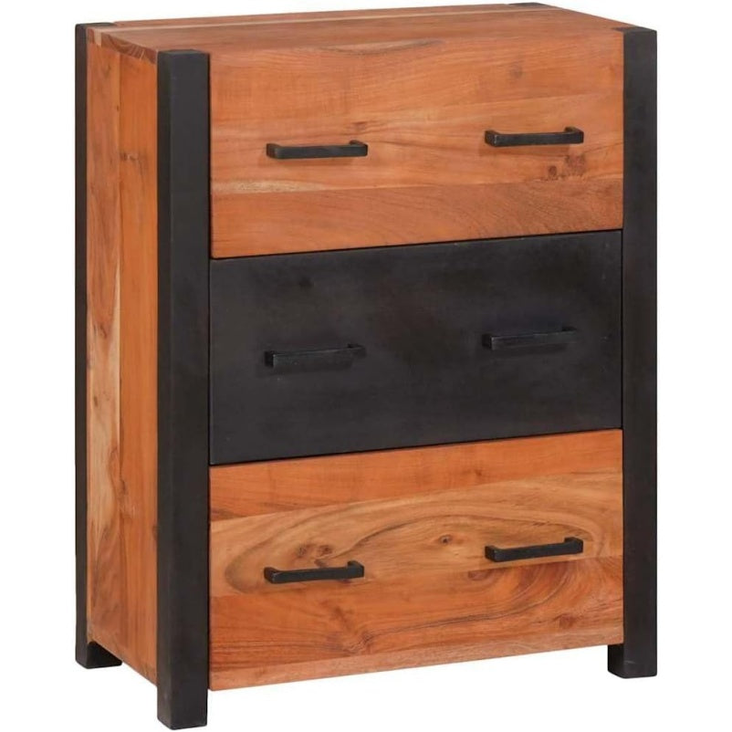 Buffet en bois d acacia massif marron 55 x 30 x 75 cm avec tiroir et rangement polyvalent pour sejour ou espace repas