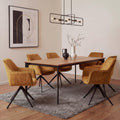 Ensemble de six chaises de salle a manger avec revetement effet daim jaune moutarde, assises confortables pour interieur moderne