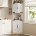 Meuble d'angle blanc 180 cm style rustique avec cinq espaces de rangement, solution haute pour cuisine salon