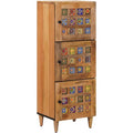 Armoire haute en bois de manguier massif 110 cm avec finition naturelle, rangement elegant pour salle a manger contemporaine