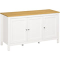 Buffet blanc 120 x 40 x 70 cm avec trois compartiments fermes, rangement moderne pour cuisine, salon ou espace repas
